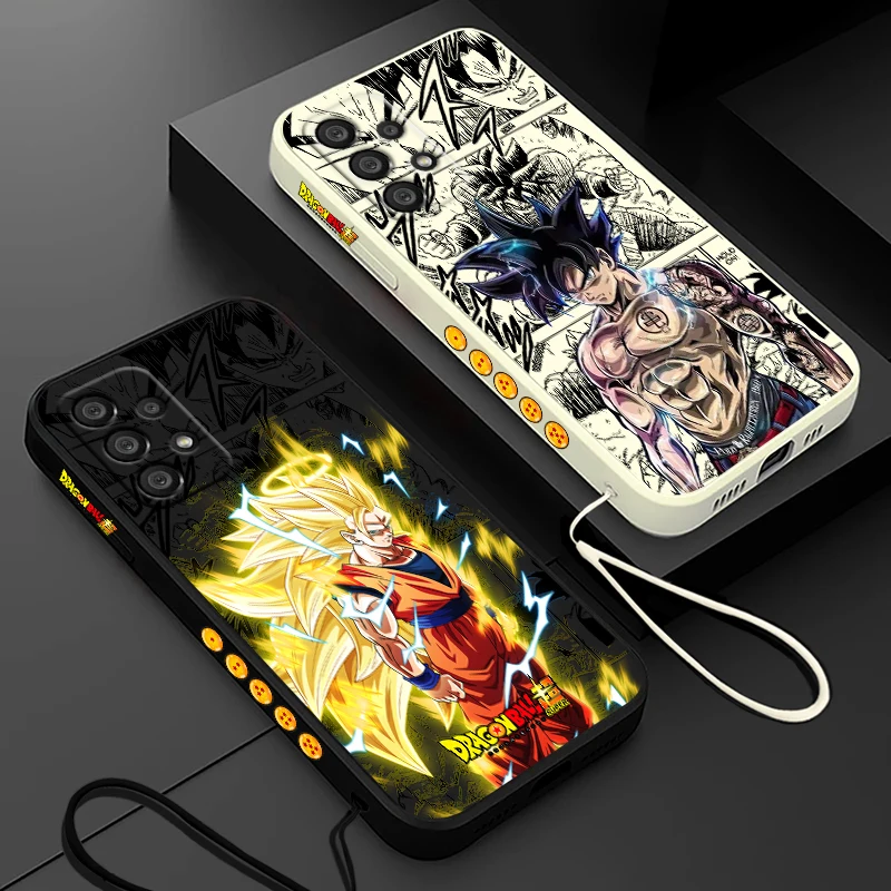 D-Dragon Balls Phone Case For Samsung A55 A53 A33 A52 A32 A71 A51 A21S A35 A25 5G Liquid Left Rope Funda