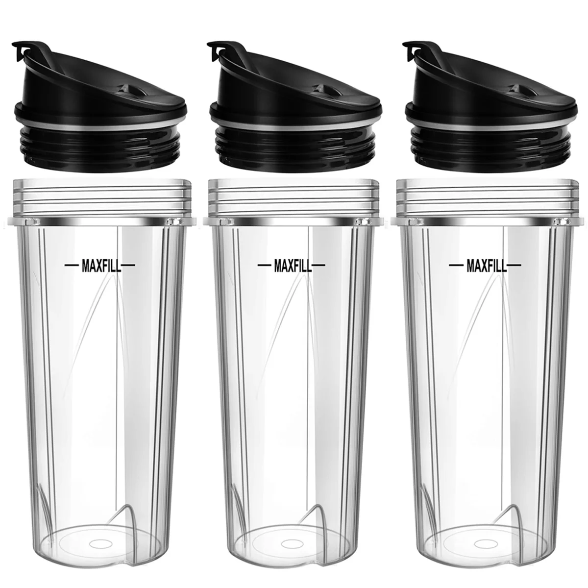 Blender Replacement Parts for Ninja, 3 Pack 16oz Ninja Blender Cups Replacement with To-Go Lids for Nutri Ninja QB3001SS