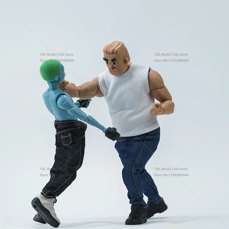 جينز بمقياس 1/12 1/10 مع حزام خصر مطاطي ملابس رجالية بدون أكمام من Vset للجسم السمين NT03 مقاس 6 بوصات لجندي الحركة #4