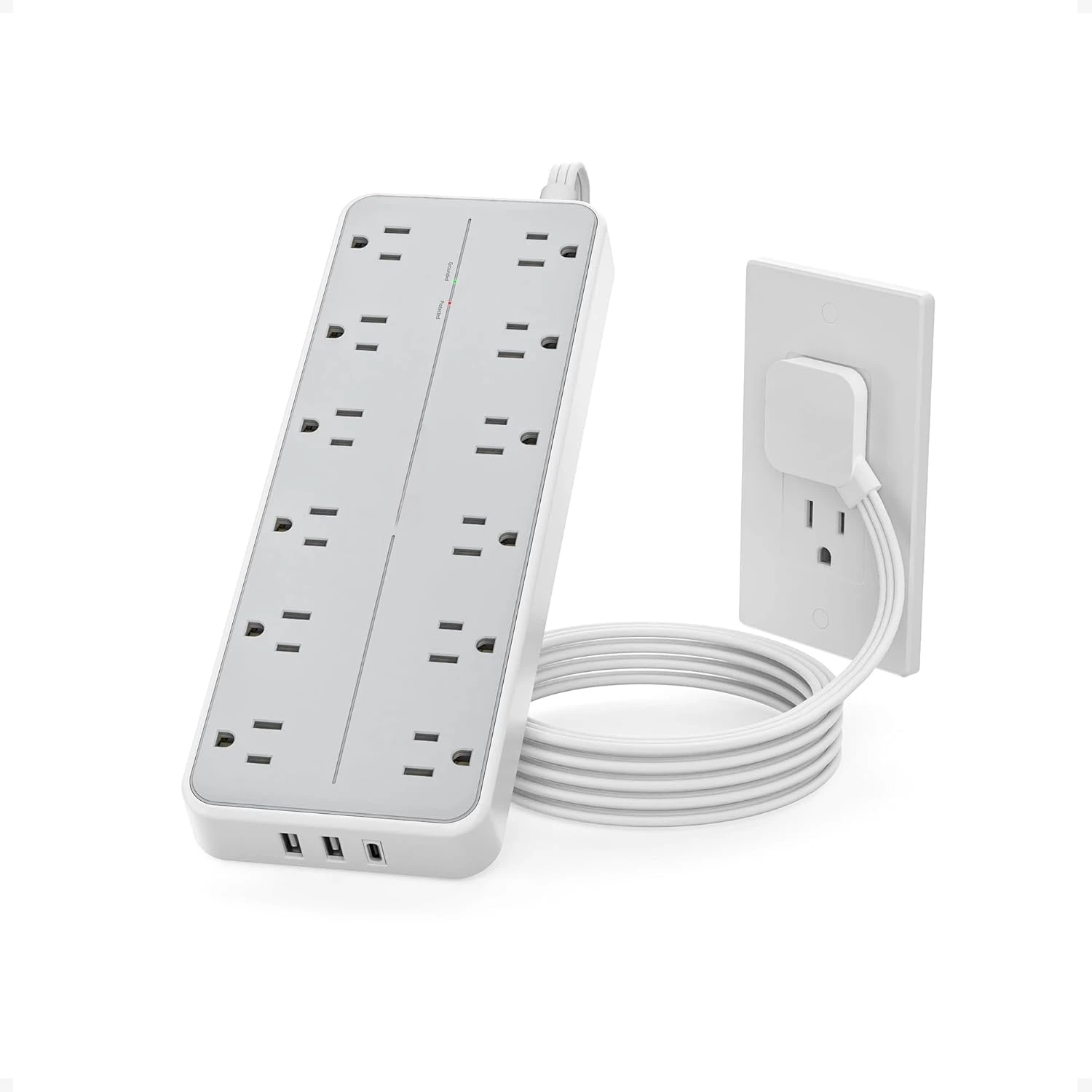 ‌Surge Protector Power Strip: 12 AC Outlets, 3 USB Ports (1 USB-C), 5 Ft Cord, 1700J Protection - Ideal for Home, Office, Dorm