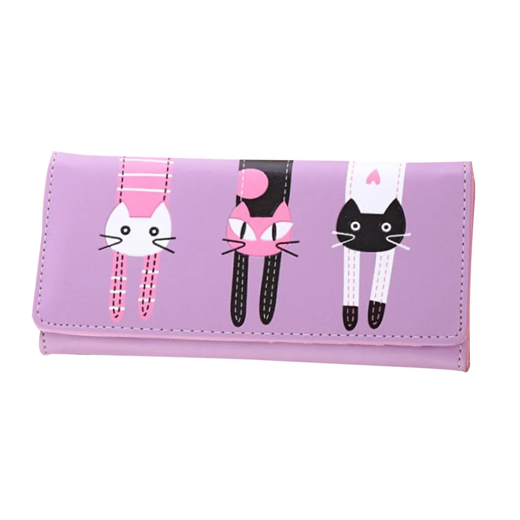 Long Wallet PU Leather Purses Cartoon Pattern Handbag Girl Ladies Multi Card Slots Cardholder