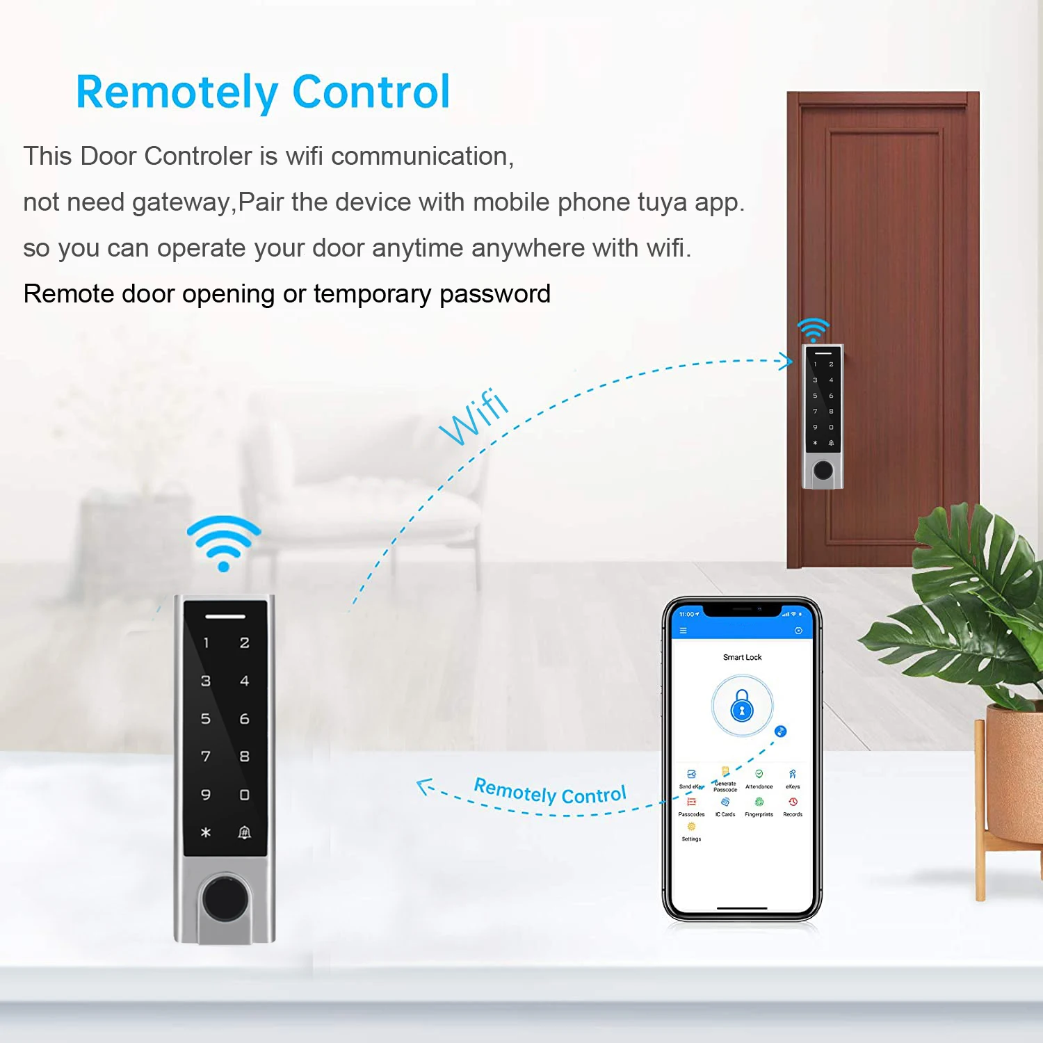 Wifi Tuya APP Smart Lock 125Khz RFID Access Controller IP66 controllo accessi impronte digitali impermeabile controllo accessi Wireless