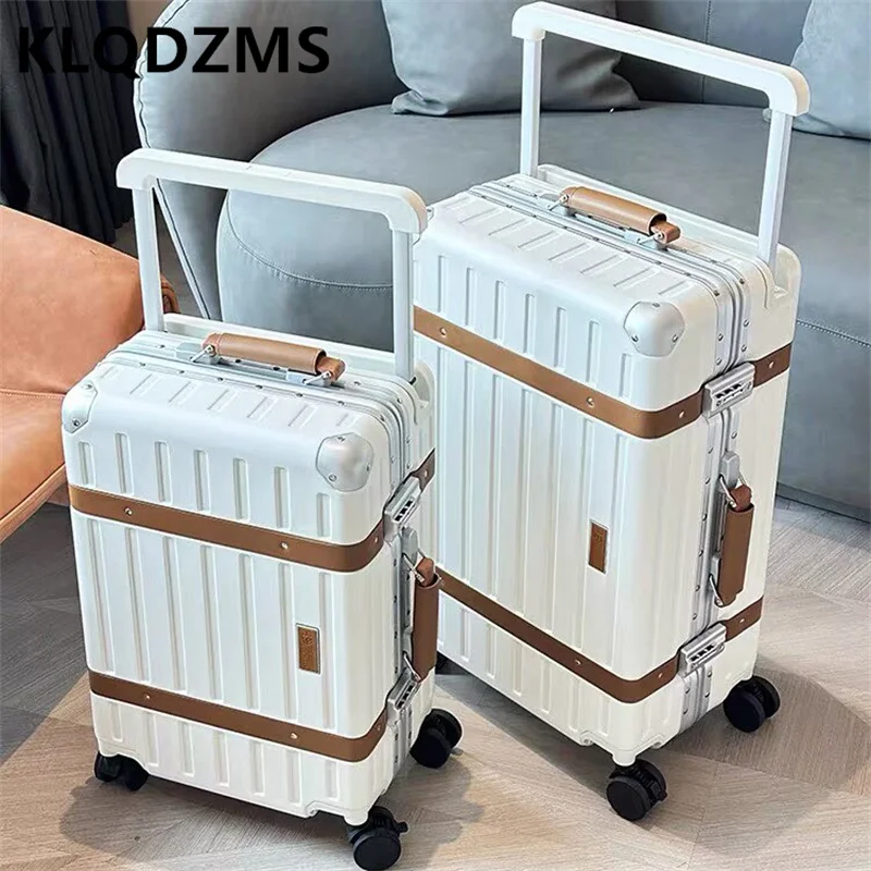 

KLQDZMS 20-дюймовый широкий чемодан для женщин, 24-дюймовая алюминиевая рама для чемодана на колесиках, прочный и долговечный дорожный чемодан для мужчин