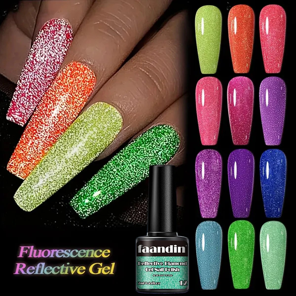 

Faandin 0.24oz 1 Bottle, Crushed Diamond Fine Glitter Gel Nail Polish, a Different Effect under Light, a Very Distinctive Nail Polish Gel, Full Color, Not Easy to Peel Off, Suitable for Parties, Salon Use, a Must-Have for Nail Enthusiasts, Easy to Apply, 