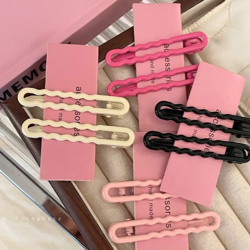 Alloy Candy-colored Cute Hairpin Trendy Solid Color Hairpin with Wavy Side Simple Hairclip