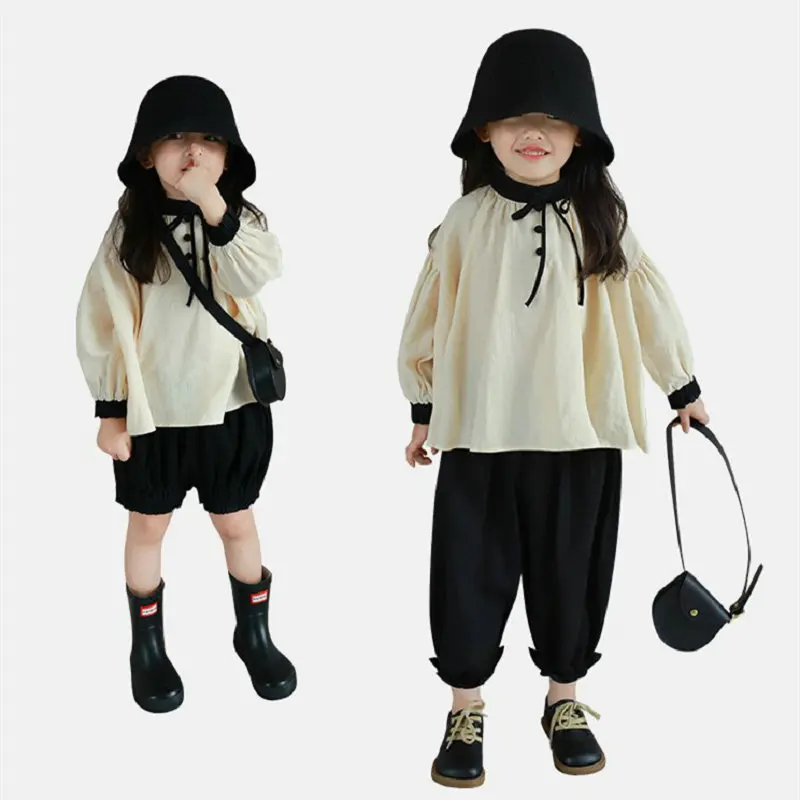 

Girls' fashion set: sweet shirt with shorts and long pants26New Spring and Summer Children's Clothing
