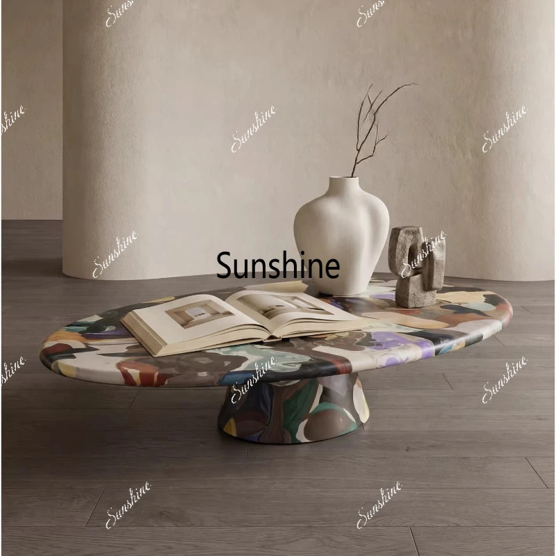 

Living room retro oval coffee table high-end living room home modern coffee table