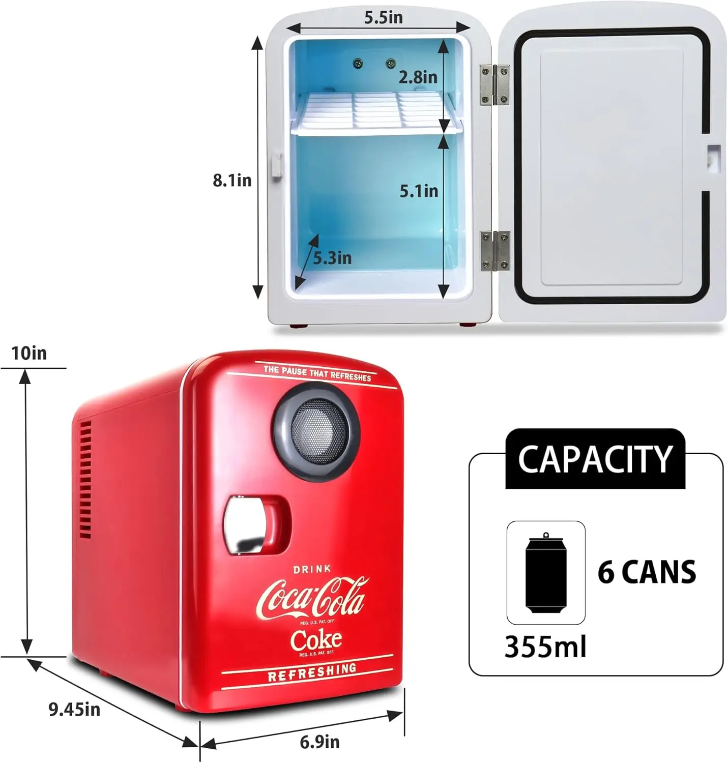 KWC4-BT Compact Refrigerator, Red/White - view 6