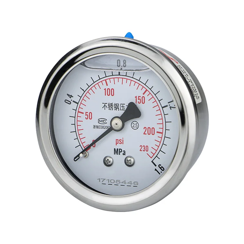 

Stainless steel shockproof pressure gauge YN60ZBF Axial back connection hydraulic pressure oil pressure vacuum negative pressure