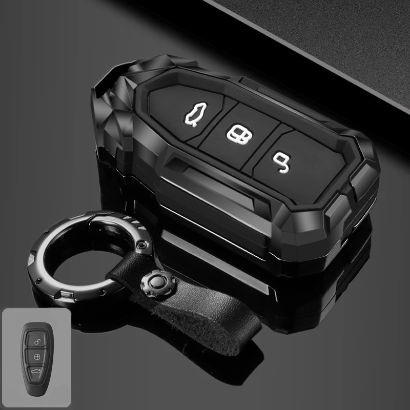 Funda de llave de coche de aleación de Zinc para Ford Kuga Focus Mk3 Mk4 Mondeo Fiesta Titanium Ecosport Transit MK8 cubierta de llave accesorios remotos