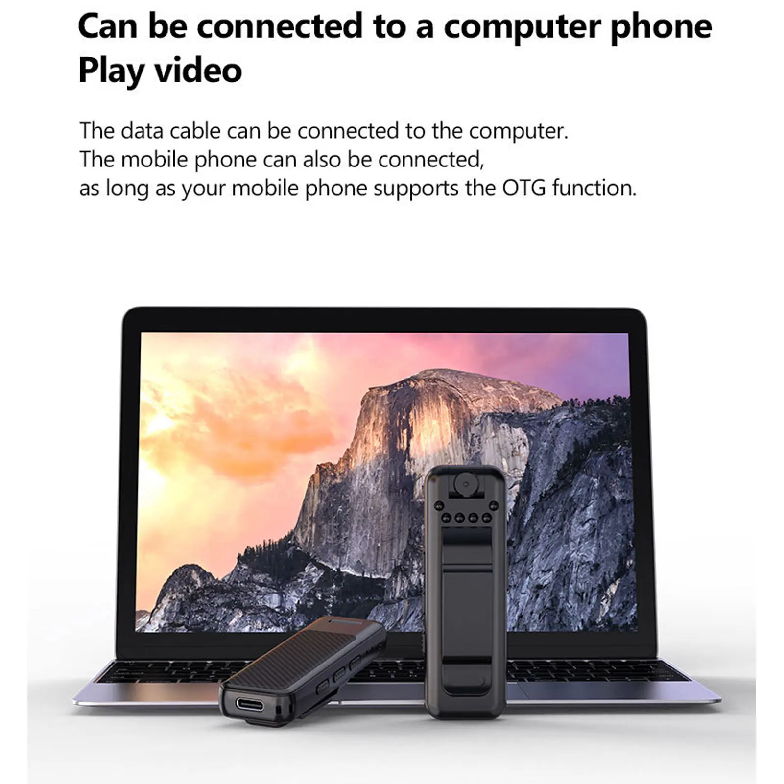 백 클립 비디오 녹음기 전원 끄기 스토리지 HD 180 도 회전 렌즈, 야외 스포츠 비즈니스용 휴대용 비디오 녹음기