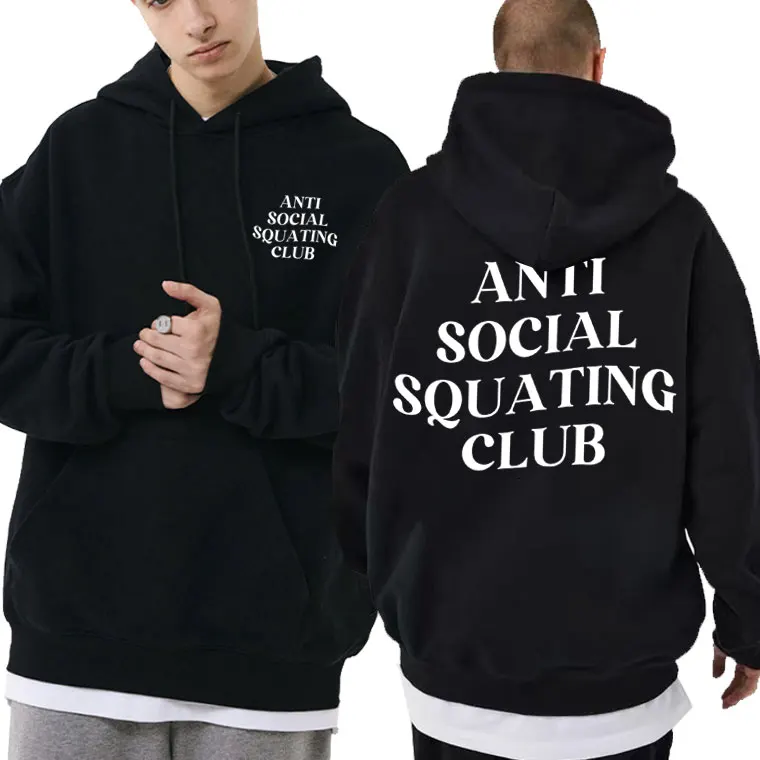 

Anti Social Squating Club Gym Pump Cover Hoodie Men Women Funny Fitness Weightlifting Workout Bodybuilding Oversized Sweatshirt