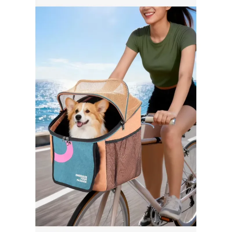 for Carrier Outdoor Cycling Breathable Front Bike Basket Backpack for Small Dogs Cats Custom Logo Zipper Portable Bag
