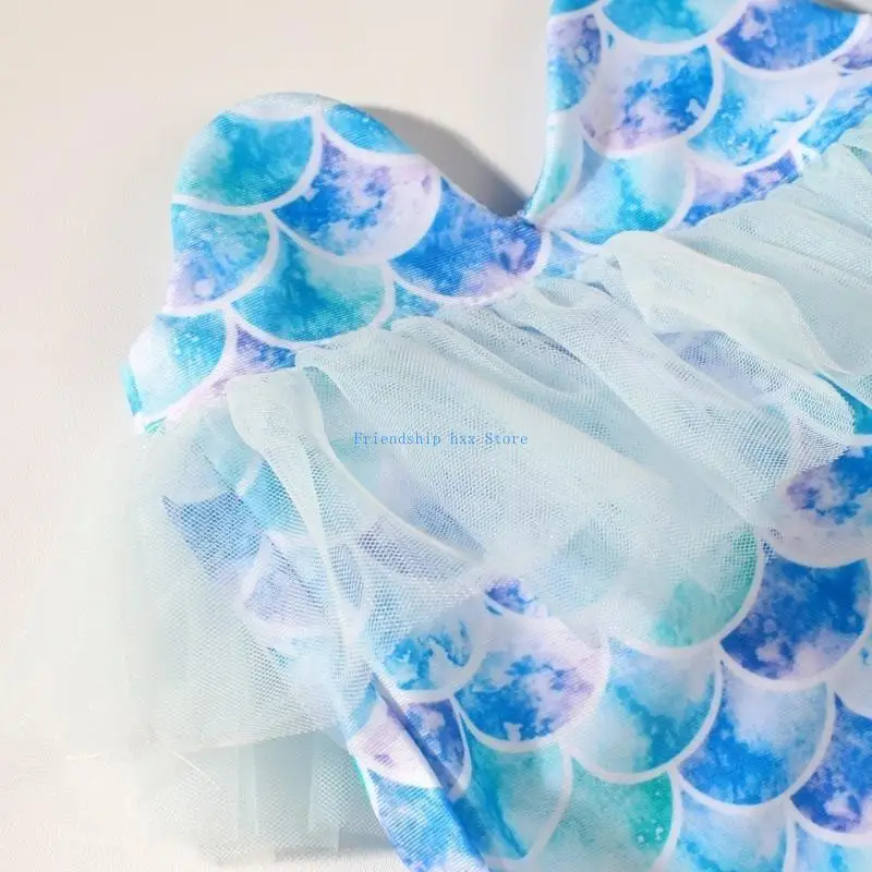

F1CB 2pcs Baby Long Fish Photoshoots Платье и соответствующая фотография для повязки на голову для празднования