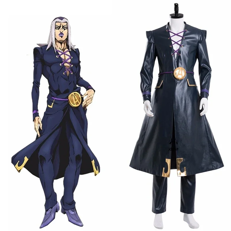 

Anime JoJo Bizarre Adventure Cosplay Abbacchio Lion Costume Mens Trench Uniform Full Set Halloween Party Costumes