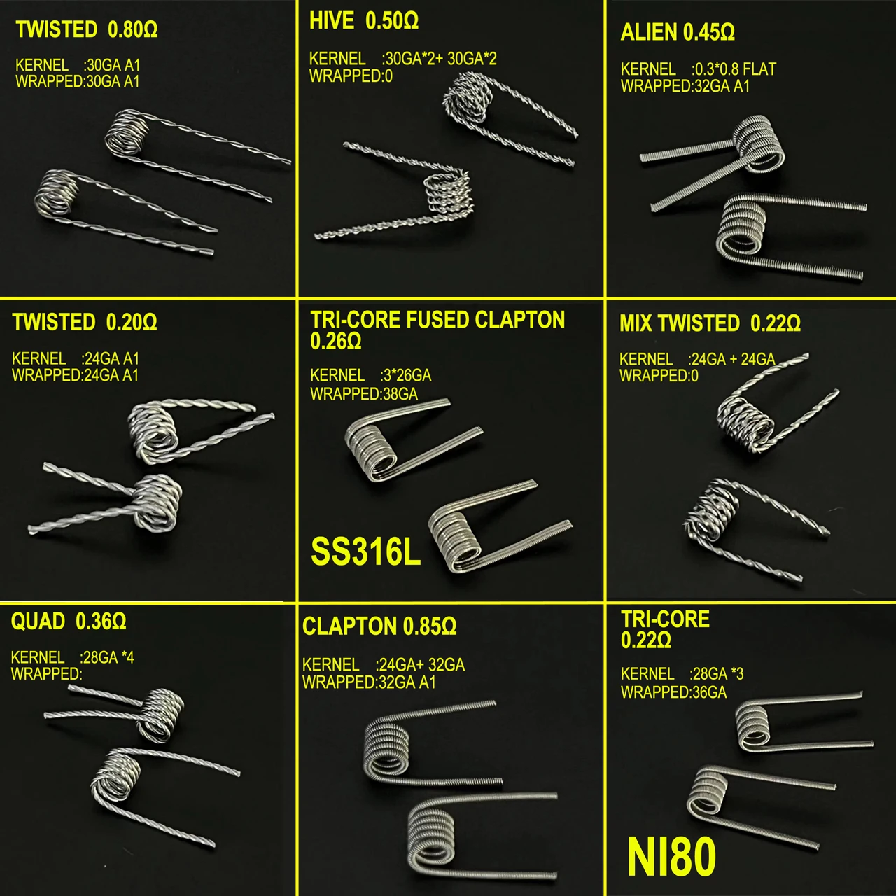 Clapton Wire Pre Built - Spring Resistance ID 3.0mm 0.22 0.26