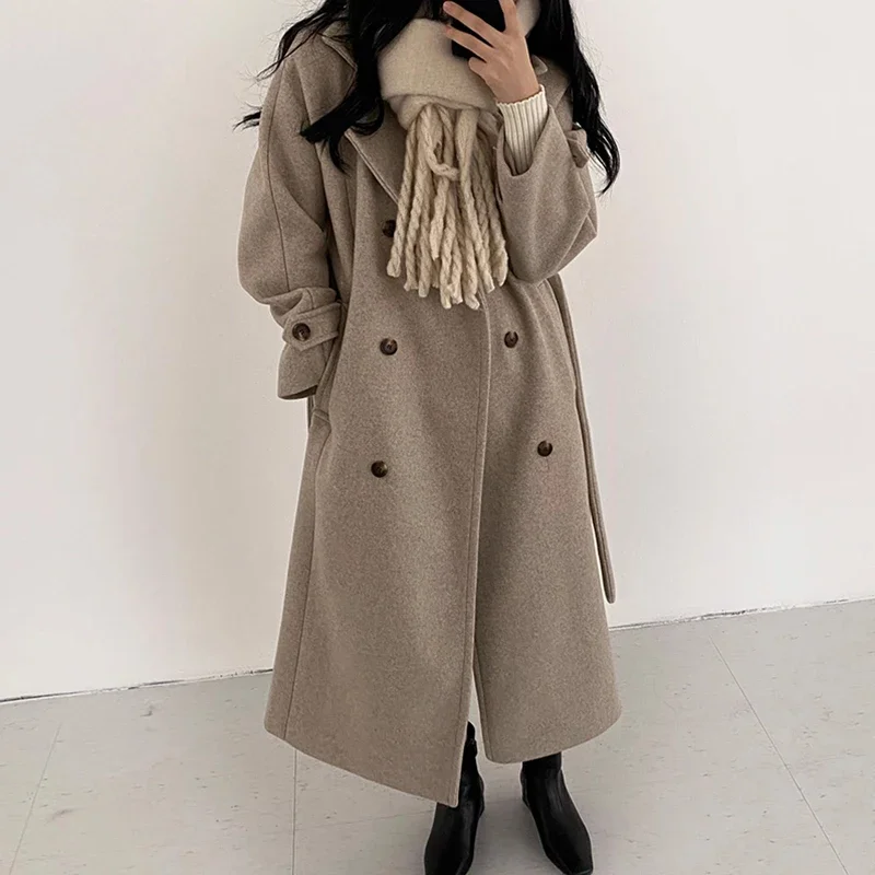 Autumn Winter Women 2025 Outerwears Turn Dowen Collar Chaquetas Mujer Doiuble Breasted Jacket Long Sleeve Jackets Solid Ropa