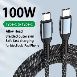 100W 6A Fast Charging Type C To Type C Cable for Samsung Xiaomi Redmi Charger USB C Cable for MacBook Pro iPad Pro Data Cable