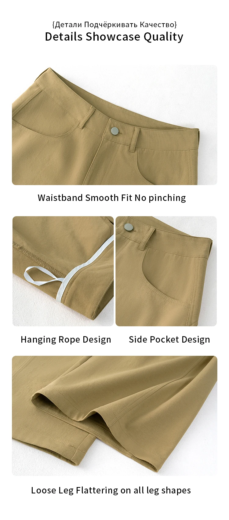 Hochgeschnittene Gerade Hose für Damen, Vintage-Stil mit Klappentasche, Gerade Weite Hose im Koreanischen Stil, Drapierendes Design, Schlankmachende Lange Hose – Detail 5