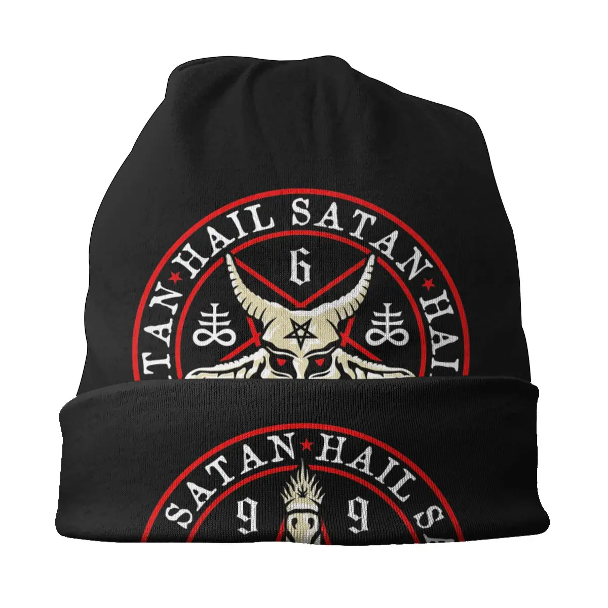 Hail Satan Baphomet In Occult Inverted Pentagram Skullies Beanies Hats Hip Hop Outdoor Men Caps Adult Head Wrap Bonnet Knit Hat