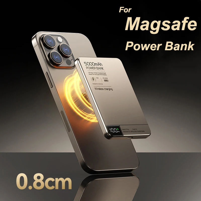 Magsafe fino power bank magnético sem fio carregador rápido powerbank para iphone 16 15 xiaomi samsung carregador portátil bateria de reposição