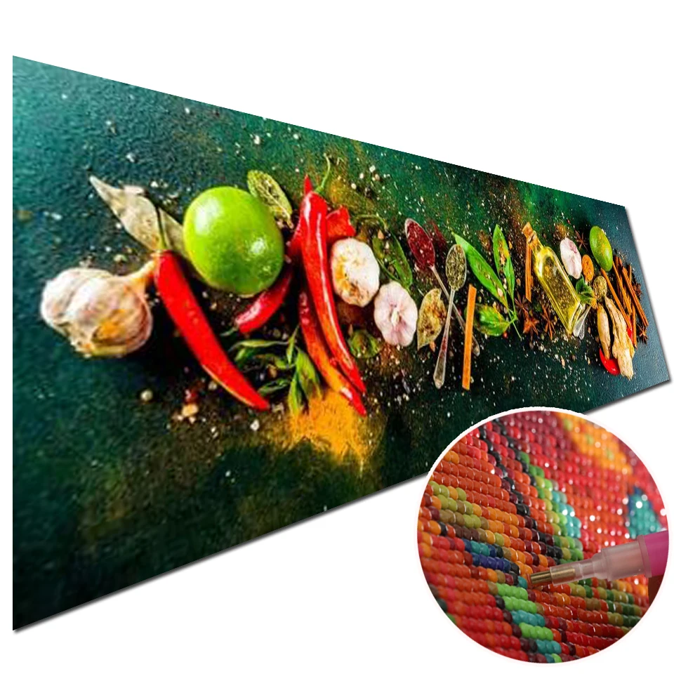 Kitchen Herb Spices DIY 5D Artificial Diamond Painting Kit Cross Stitch Picture For Cooking gifts Food Art Spices Kitchen Decor