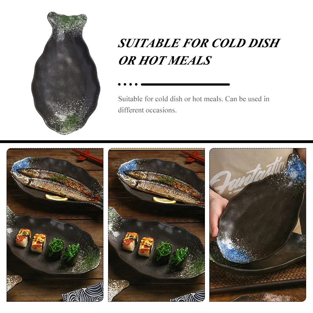 

Ceramic Fish Shaped Steaming Plate Serving Platter Suitable for Hot Cold Dishes Decorative Dinner Plate Home Hotel Restaurant