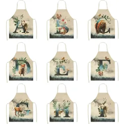 Letter Pattern Women's Kitchen Apron Linen Men's Kids Large Size Girls Waterproof Fun Work Coffee Apron Merry Christmas