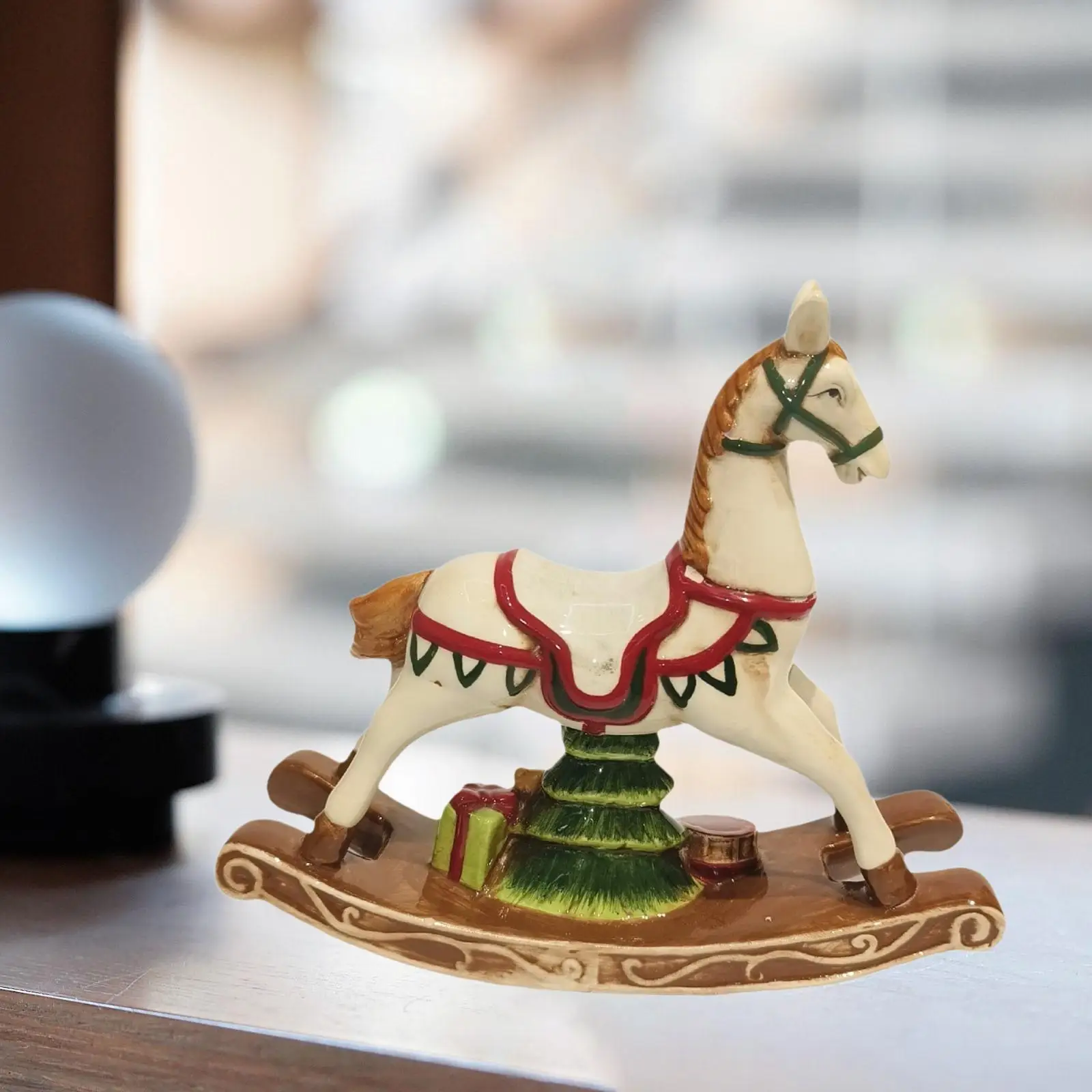 

Christmas Decoration, Rocking Horse Ornament Handcrafted Horse Statue Table Decor for Home Holiday Desktop Desk