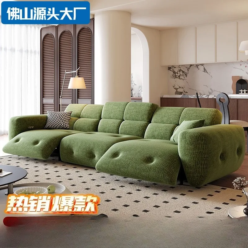 Retro style zero against the wall multi-functional electric sofa adjustable first-class smart cabin fleece fabric sofa bed