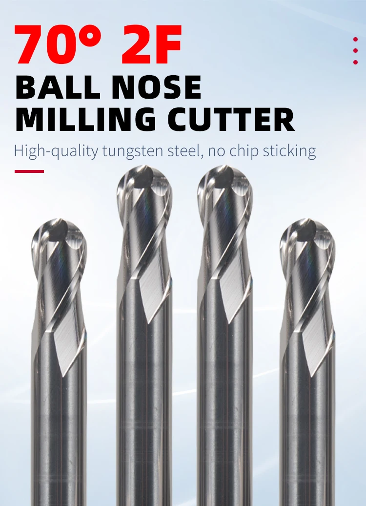 HRC70 Hochhärte-Kugelfräser aus Wolframkarbid, CNC-Fräser für Metallbearbeitung R0.5 6mm 8mm 10mm 12mm – Detail 1
