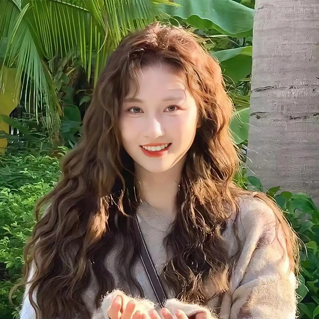 

Wig long real hair full real hair retro wool curl fluffy curly hair