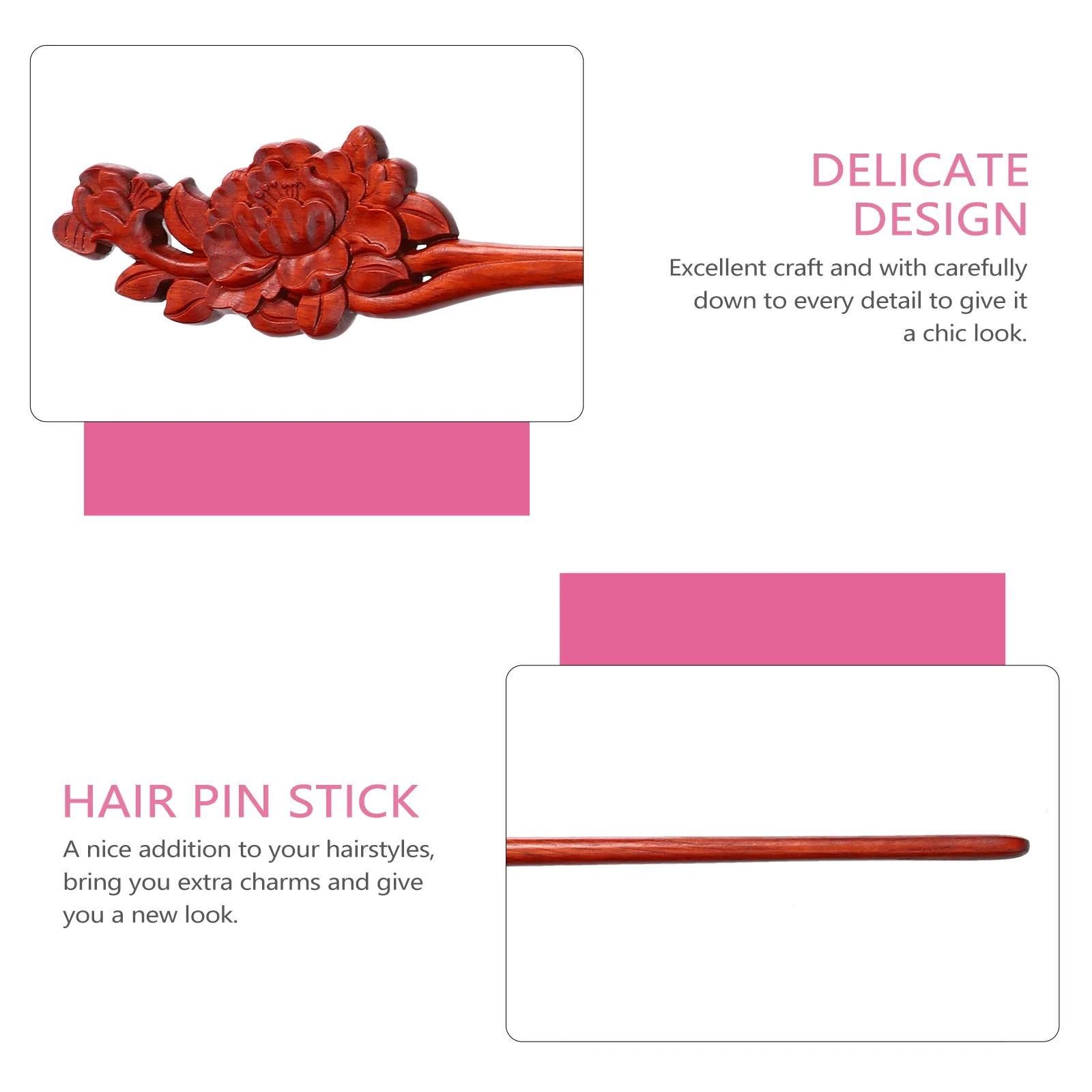

Sandalwood Hairpin Stick Women Girls Accessories Carved Chopstick Retro Style Hairstyles DIY Parties Proms
