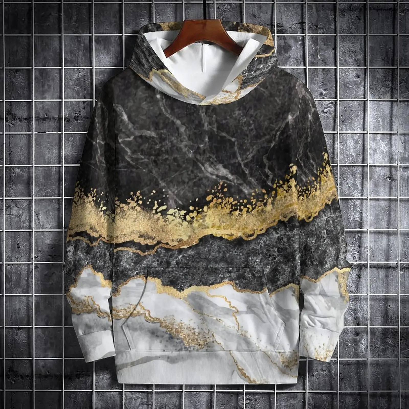 Autumn Winter Gradient Hoodies Marble 3D Print Man Women Casual Streetwear Long Sleeve Hooded Sweatshirts Pullovers Man Clothing