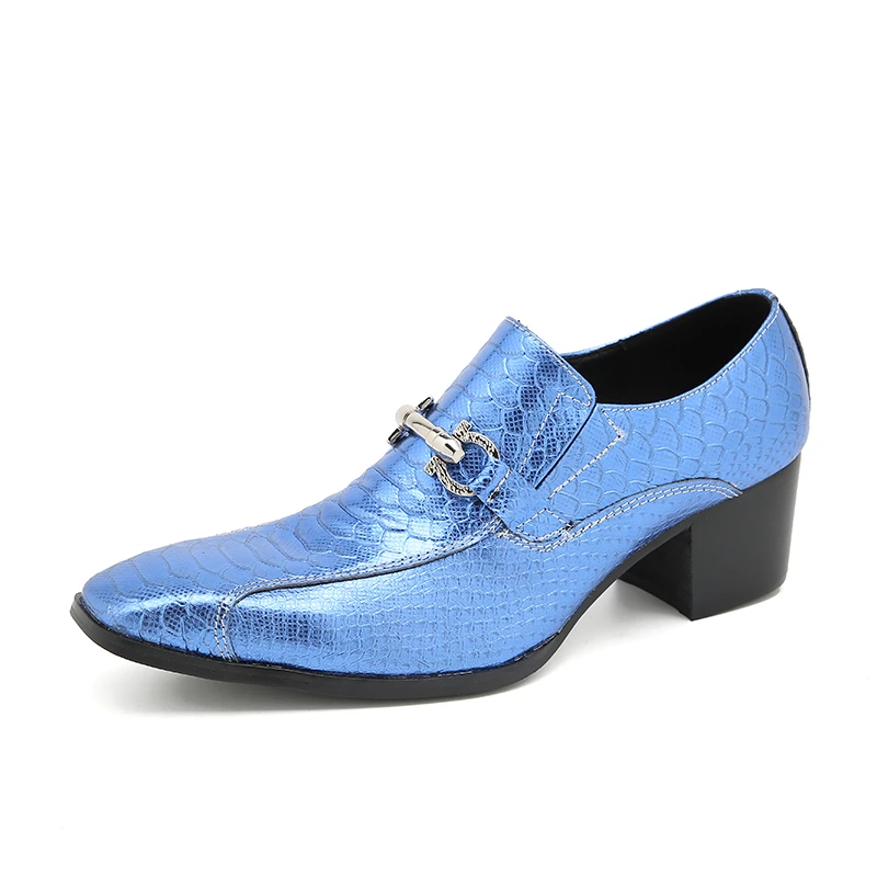 Herren-Slipper im italienischen Stil mit Krokodilmuster, hoher Absatzhöhe, aus echtem Leder, luxuriöse, formelle Schuhe für Geschäftstermine und festliche Anlässe. – Detail 9