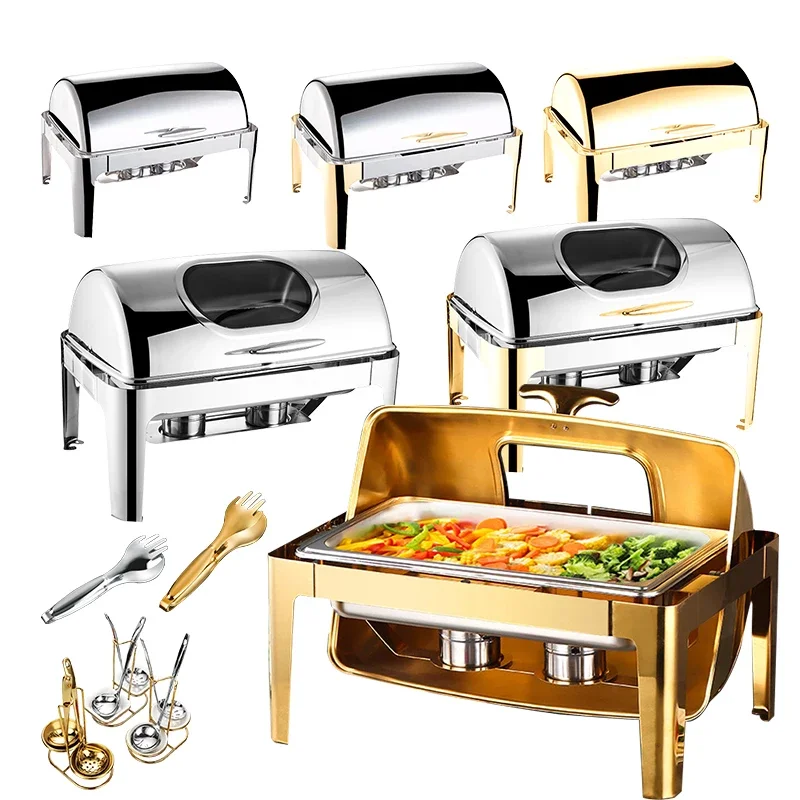 Luxury Buffet Chafing Dish Stainless Steel chef 9 Litre Food Warmer Gold And Silver Chafer Dish Buffet Chaffing Dishes