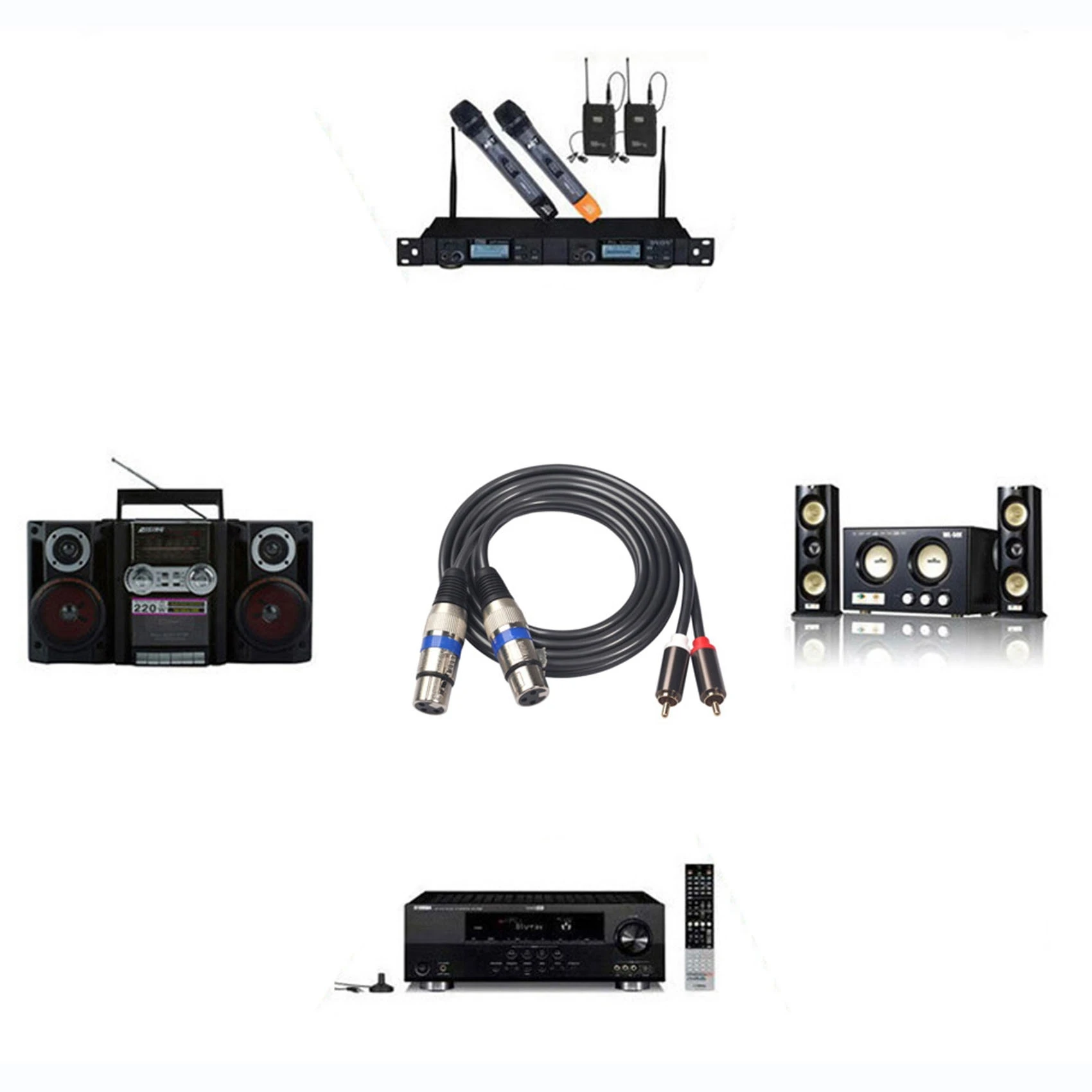 HiFi Audio Cable, 2 Rca Masculino para Xlr, 3 Pin Feminino, Mixing Console, Amplificador, Dual Rca para Dual Xlr Shileded Cable