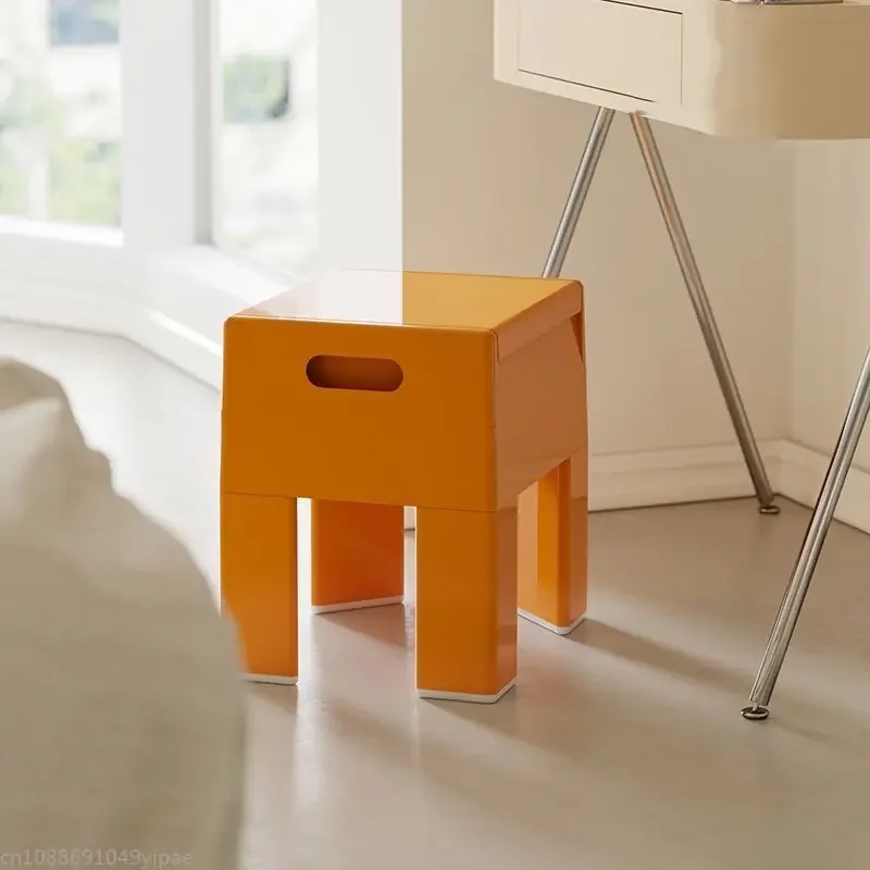 Taburete bajo de plástico ABS, caja de almacenamiento para sala de estar, dormitorio, balcón, taburetes de descanso para el hogar, muebles que ahorran espacio