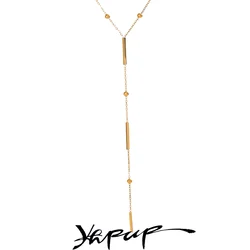 Yhpup Thin Chic 316L Stainless Steel Long Chain Exquisite Necklace for Women Waterproof Daily Jewelry Bijoux Gift