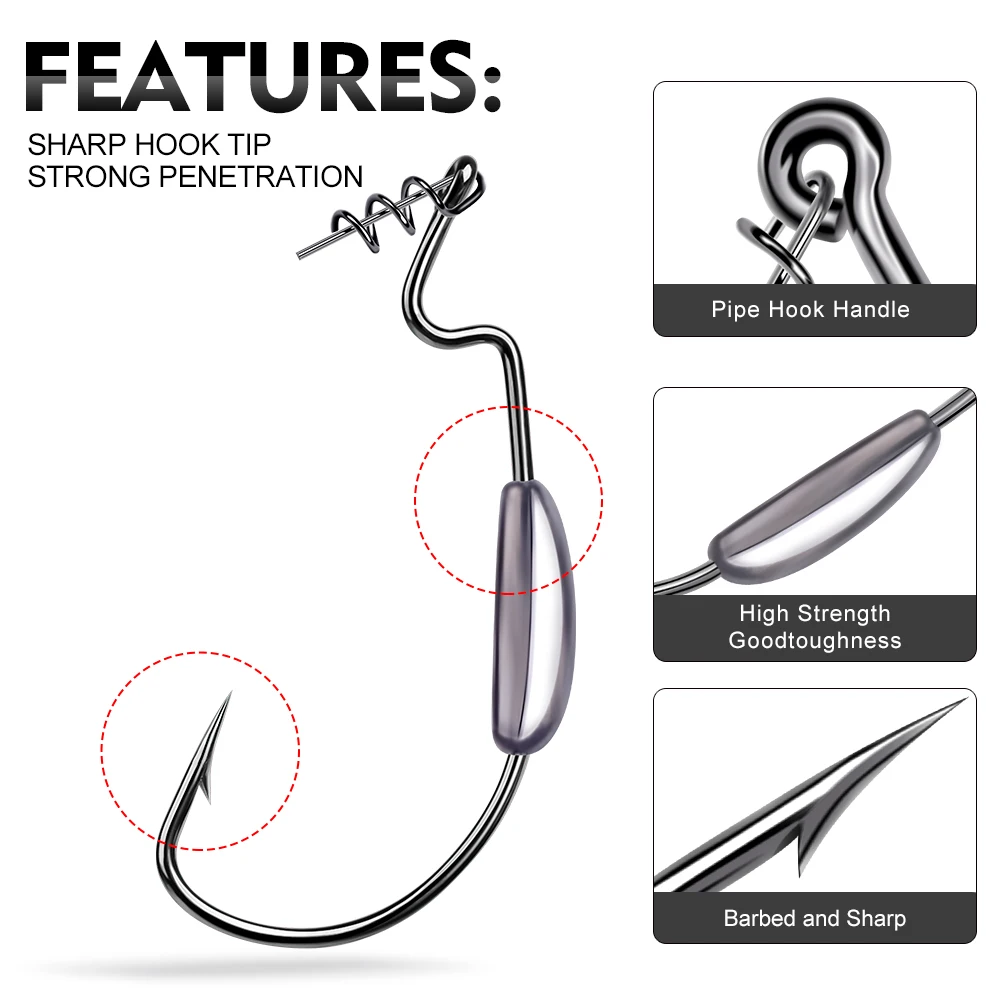 Sunlure 25Pcs/Box Fishing Hooks High Carbon Steel Offset Crank Bass Fishing Hooks Soft Worm Bait Jig Mold Hooks Texas Rig Hook