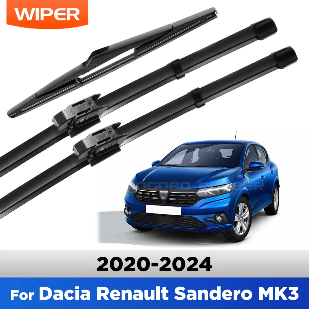 

For Dacia Renault Sandero MK3 2020-2024 2021 2022 2023 Wiper Front & Rear Wiper Blades Windshield Windscreen Window 24"+16"+9"
