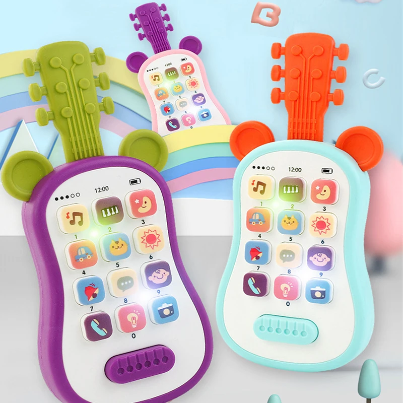 Guitarra telefone brinquedos do bebê música som telefones brinquedos de sono telefones analógicos para o miúdo do bebê educação precoce brinquedos para crianças presentes