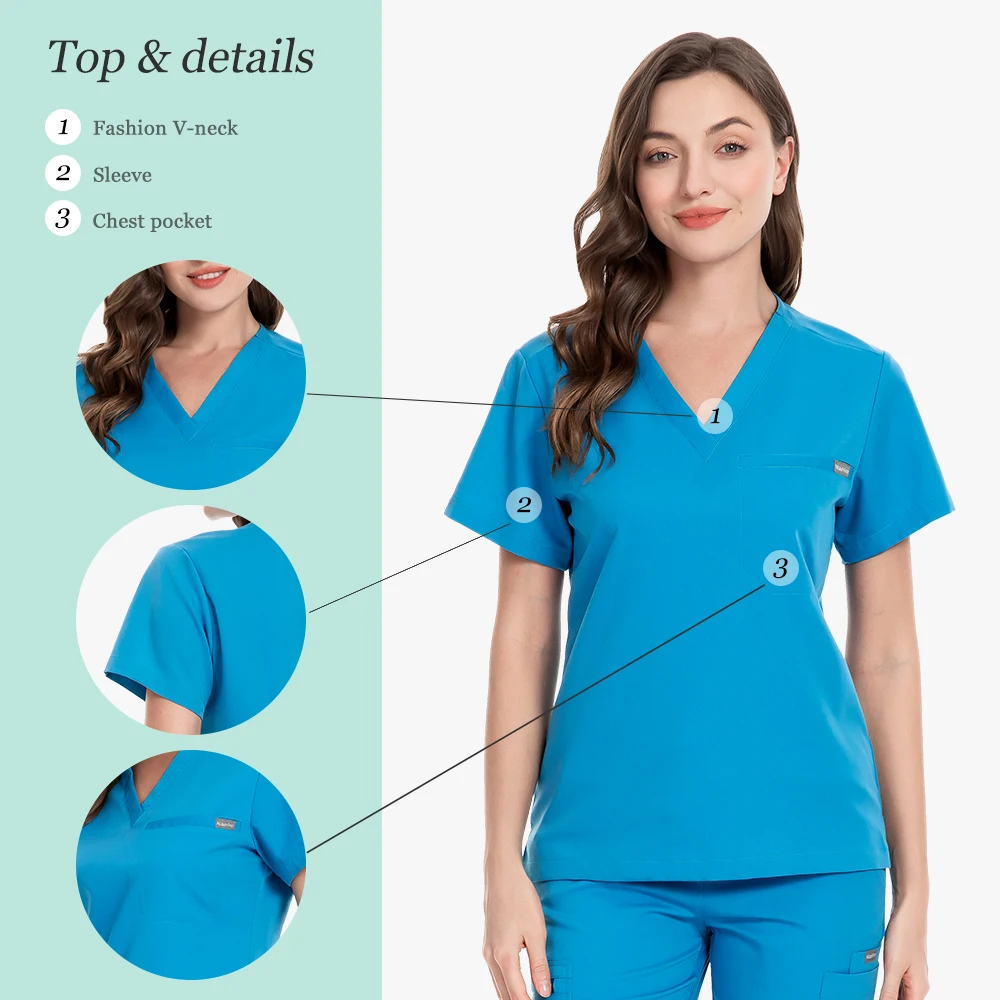 Medische Scrubs Verpleging Vrouwen Mannen Verpleegstersuniformen Sets Joggers Broek Korte mouwen Top Tweedelige set Dierenkliniek Veterinair uniform