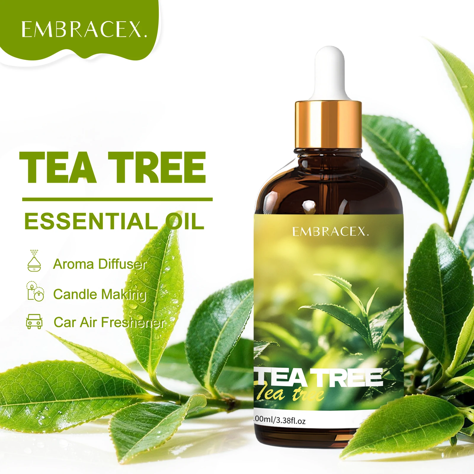 100 ml Teebaumöl, ätherisches Öl für die Herstellung von Kerzen, ätherische Öle für Luftbefeuchter und Diffusoren, ideal als Geschenk für zu Hause, natürliche Öle, Lufterfrischer für das Auto.