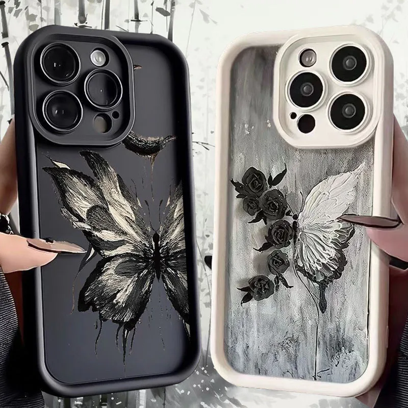 Oil Painting Butterfly Phone Case For Samsung Galaxy A15 A25 A24 A13 A23 A12 A22 A11 A21S A31 A51 A71 A10 A20 A30 A50 A05 A05S