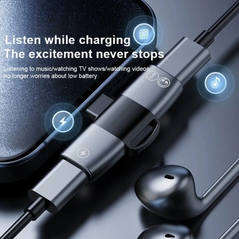 

Splitter USB Type C Adapter Converter Durable OTG 2 in 1 Adapter Fast Charging Portable Type C 2-in-1 Multifunctional Adapter