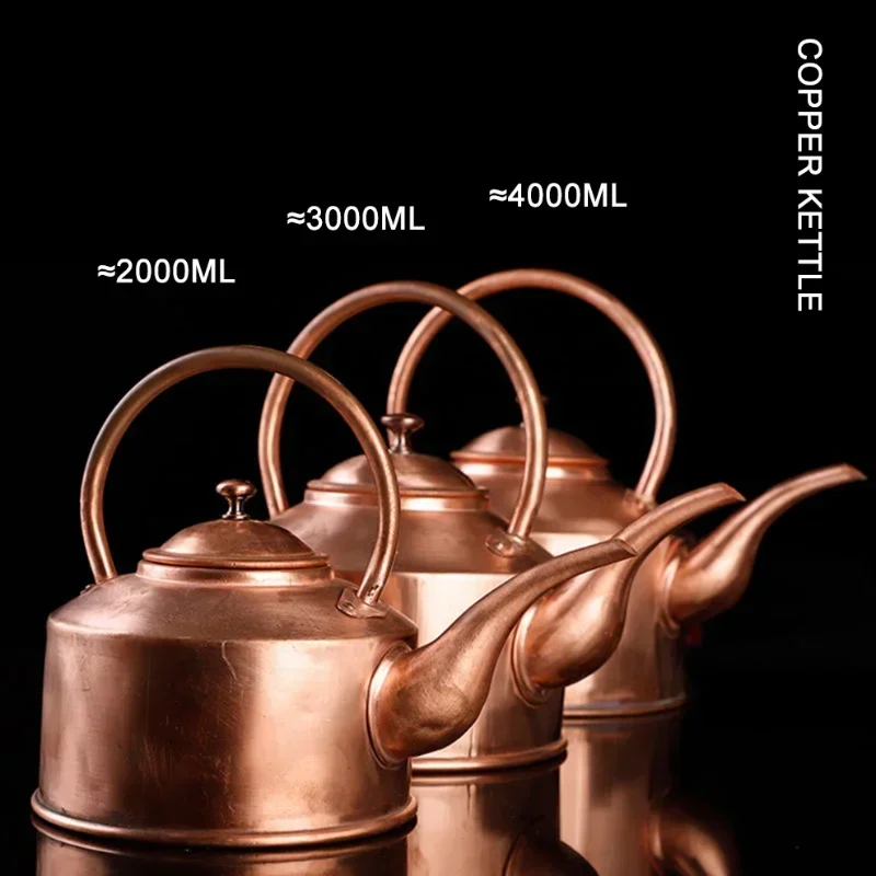 2L/3L Handmade Red Copper Teapot Tibetan Long Mouth Copper Kettle Boiling Water Kettle Kitchen Cold Kettle Pure Copper Tea Set