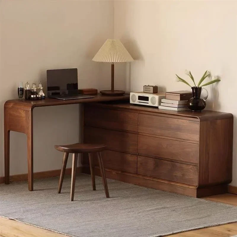 North American black walnut dresser, Nordic light luxury integrated bedroom telescopic desk