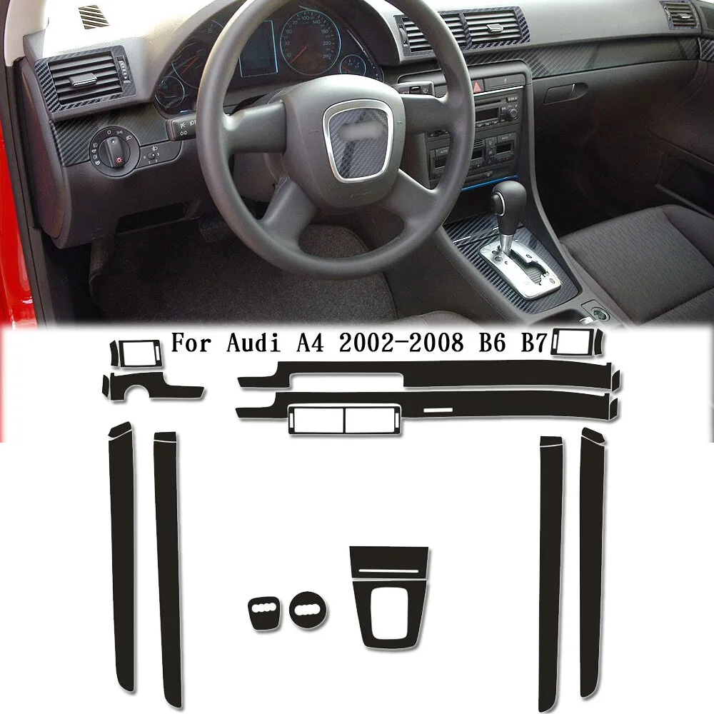 

Для Audi A4 B6 B7 2002-2008 5D углеродное волокно черный узор внутренняя отделка DIY наклейки