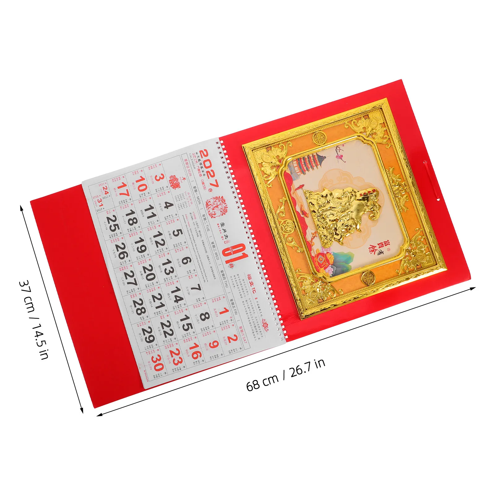 Chinese Wall Calendar 2027 Year of The Goat Lunar Solar Planner Hanging Wall Calendar Traditional Monthly Daily Schedules